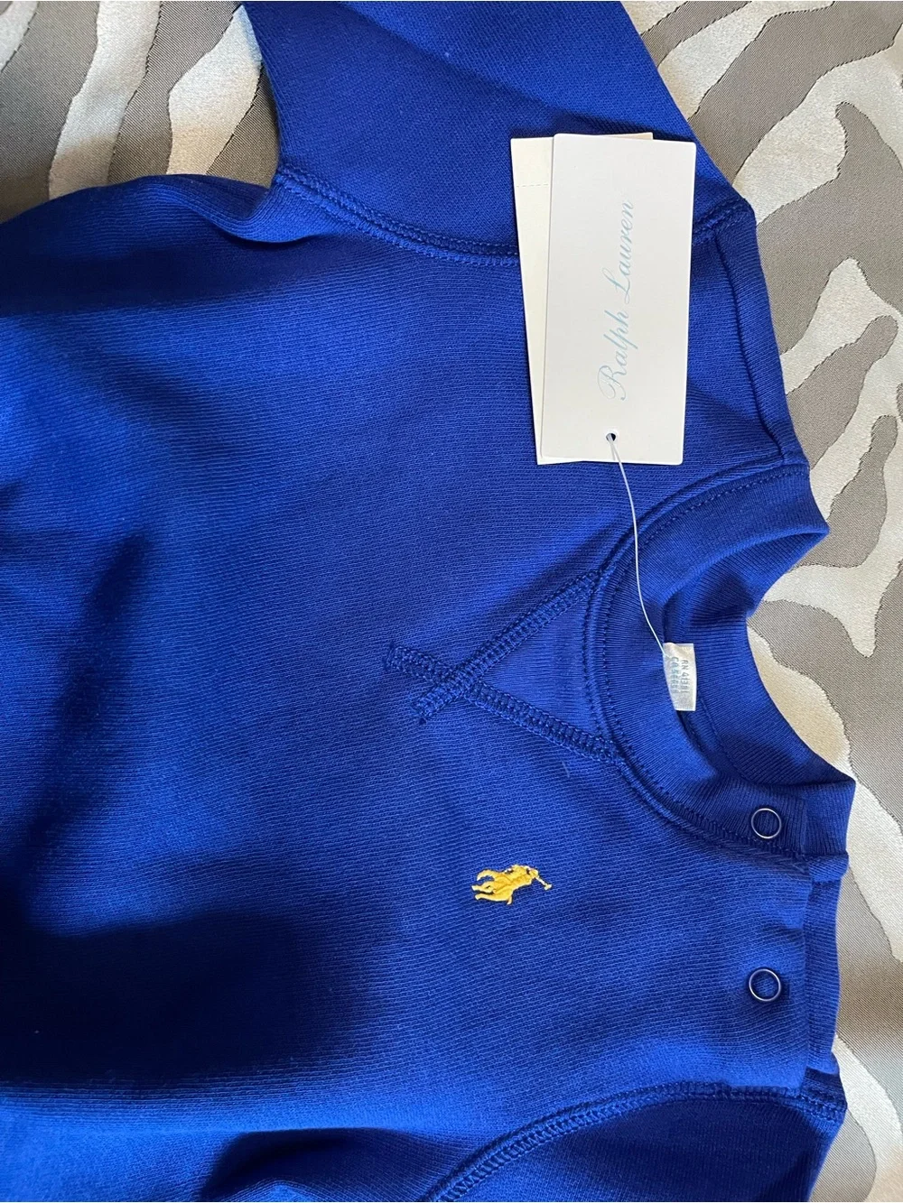 Ralph Lauren Toddler Crewneck Sweatshirt in Royal Blue with Yellow Pony